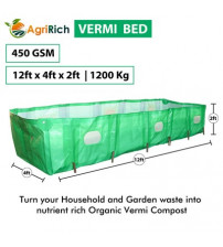 AgriRich HDPE Vermi Compost Bed 450 GSM for Organic Agriculture Manure, 12ft x 4ft x 2ft (Green)